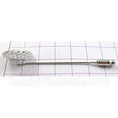 Brooch with cabochon-pad, copper, sieve, platinum plated