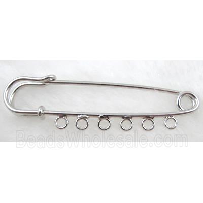 Brooch pins, clip, copper, platinum plated