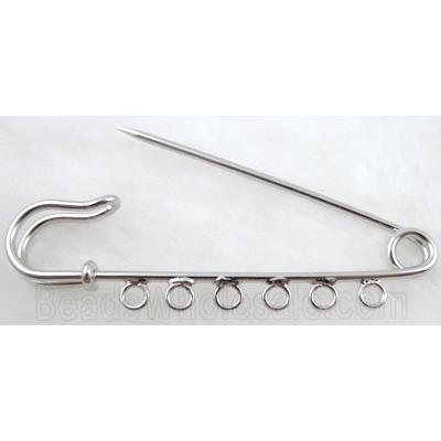 Brooch pins, clip, copper, platinum plated