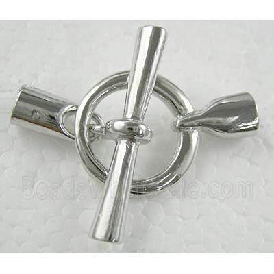 Platinum Plated Copper Toggle Clasp with cord end