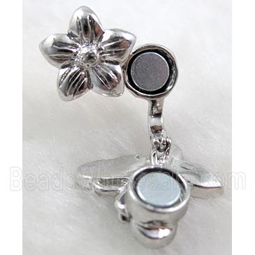 magnetic Hinged Bails, copper, enamel, platinum plated