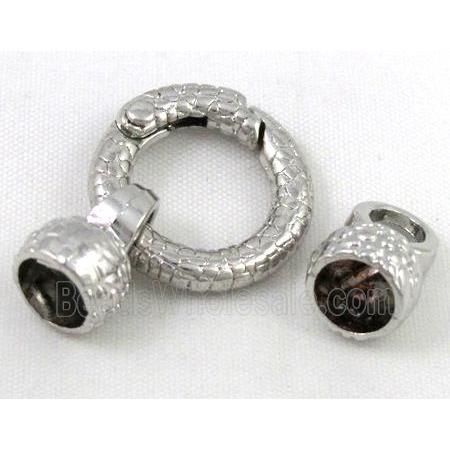 end of cord, alloy clasp for necklace, bracelet, platinum plated