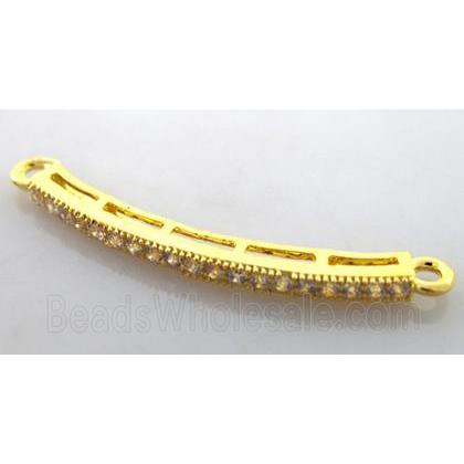 bracelet bar, copper connector with zircon, gold