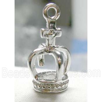Baroque Crown Pendant, copper, platinum plated