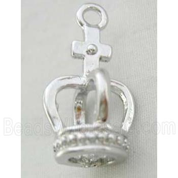 Baroque Crown Pendant, copper, platinum plated