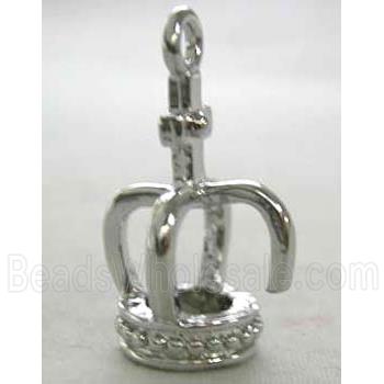 Baroque Crown Pendant, copper, platinum plated