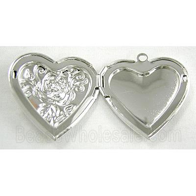 Lover Locket, heart pendants, Platinum Plated, Copper