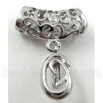 hinged and pinch bail, copper, platinum plated