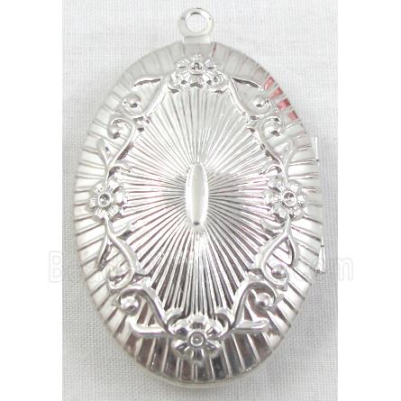 Locket pendant, copper, Platinum Plated