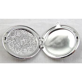 Necklace Locket pendant, Copper, Platinum Plated
