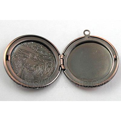 necklace Locket pendant, copper, Red copper plated