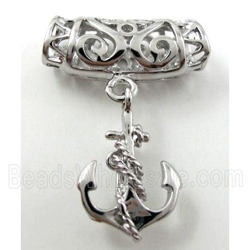 necklace bail, copper, platinum plated