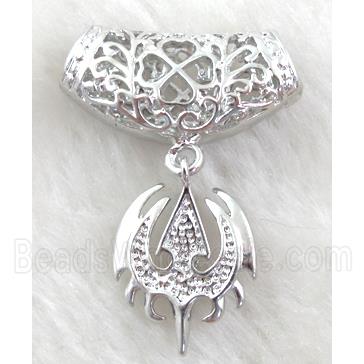 pinch hinged bail for necklace, copper, platinum plated