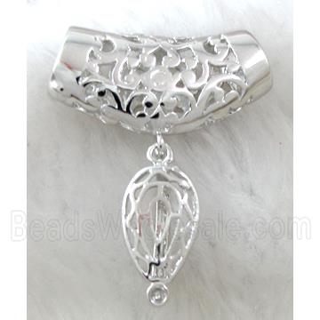 pinch hinged bail for necklace, copper, platinum plated