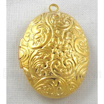 Locket pendant for necklace, copper, Golden plated