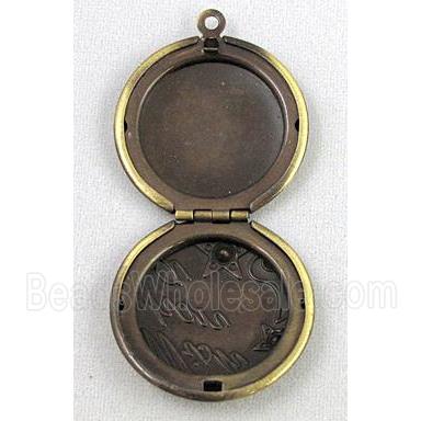 necklace Locket pendant, copper, bronze
