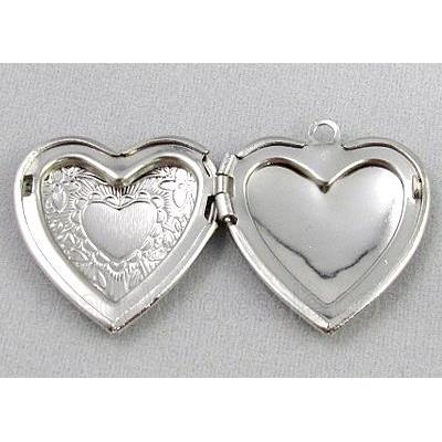 necklace Locket pendant, copper, silver plated