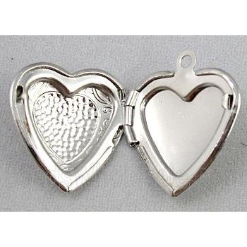 necklace Locket pendant, copper, platinum plated