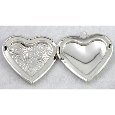 necklace Locket pendant, copper, platinum plated