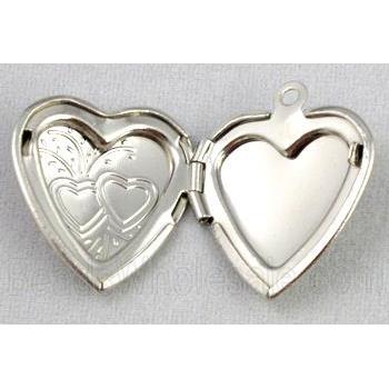 necklace Locket pendant, copper, platinum plated