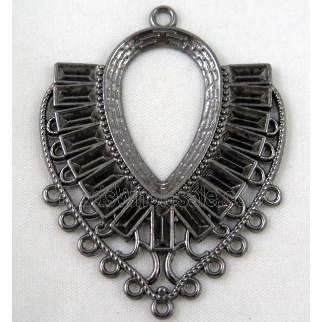 alloy pendant, gemstone setting, black