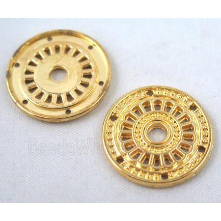 alloy bead, round, gold plated