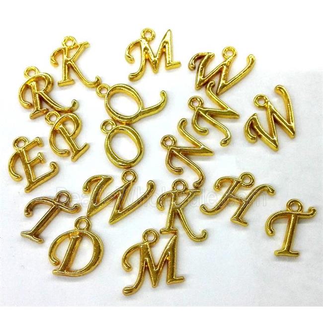 alphabet pendant, mixed letter, gold plated
