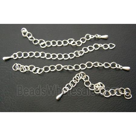 Necklace Extender chain, Copper, Silver Plated