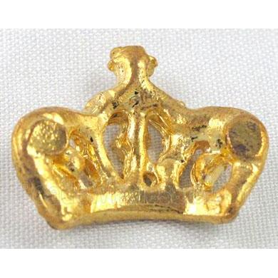 Crown charm with rhinestone, alloy, gold plated