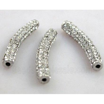bracelet bar spacer ture with rhinestone, platinum plated