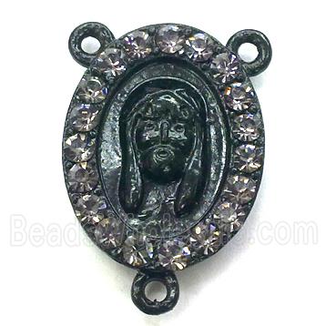 goddess bracelet bar, enamel alloy with Rhinestone, black