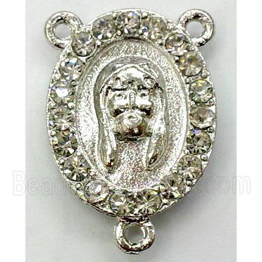 goddess bracelet bar, enamel alloy with Rhinestone, platinum plated