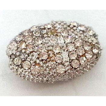 Bracelet bar, alloy bead with rhinestone, platinum plated