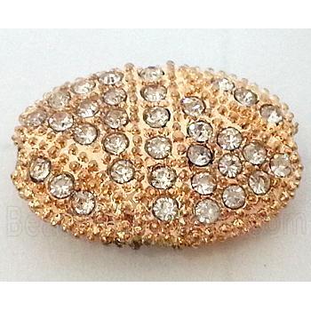 Bracelet bar, alloy bead with rhinestone, red copper