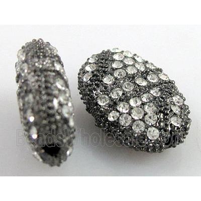 bracelet spacer, alloy bead with rhinestone, black