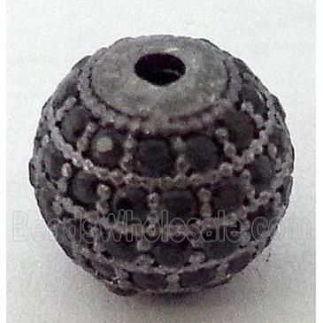 round copper bead with zircon rhinestone, black