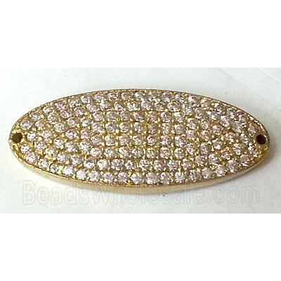 bracelet bar, copper connector with zircon rhinestone, brass