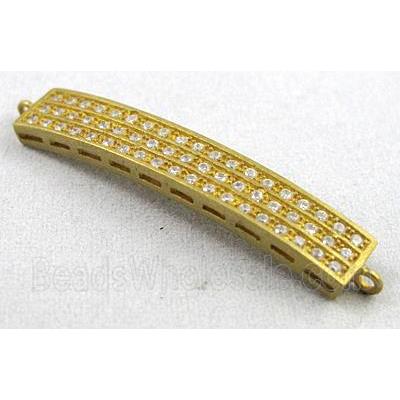 bracelet bar, copper bead with zircon rhinestone, brass