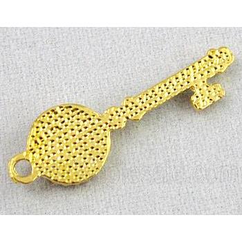alloy pendant with rhinestone, key, gold