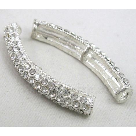 bracelet bar, alloy with Rhinestone, silver plated