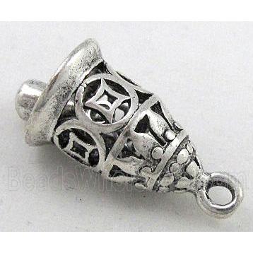 copper pendant, bell, antique silver