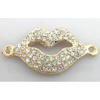 bracelet bar, alloy mouth with Rhinestone, gold