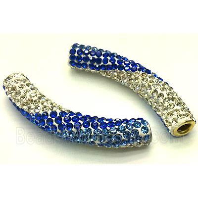 polymer clay paved rhinestone, curved sideways