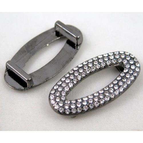 bracelet bar, alloy bead paved with rhinestone, black