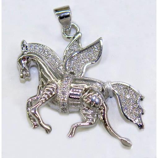 paved zircon copper pendant, platinum plated