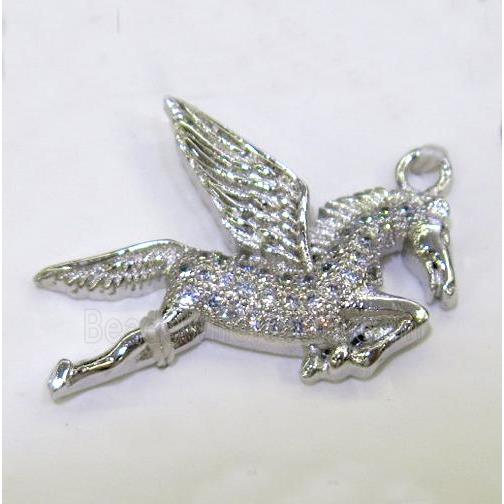 paved zircon copper pendant, platinum plated