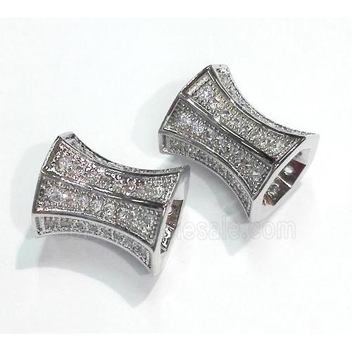 paved zircon copper spacer tube beads, platinum plated