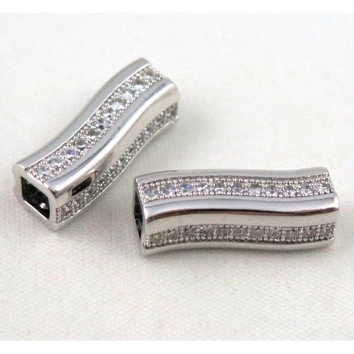 Zircon, copper spacer bead, platinum plated