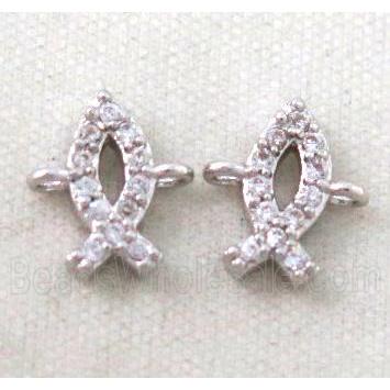 zircon, copper connector, platinum plated