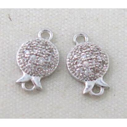 zircon, copper connector, platinum plated